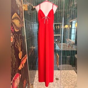 Cinq à Sept Red Crystal Bow Gown Size 2